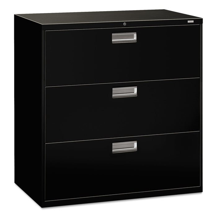 600 Series Three-Drawer Lateral File, 42w x 18d x 39.13h, Black