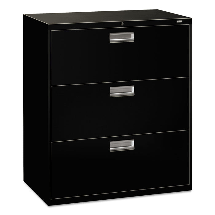 600 Series Three-Drawer Lateral File, 36w x 18d x 39.13h, Black