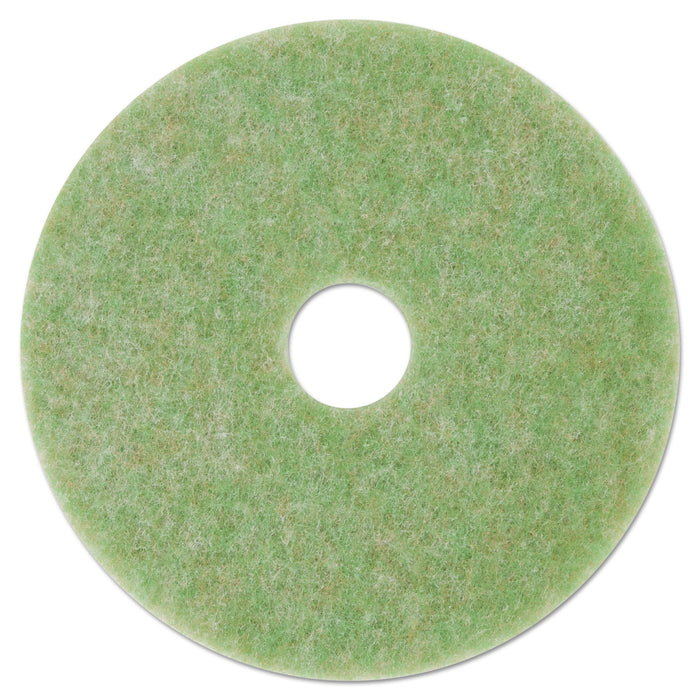 Low-Speed TopLine Autoscrubber Floor Pads 5000, 14" Diameter, Green/Amber, 5/Carton