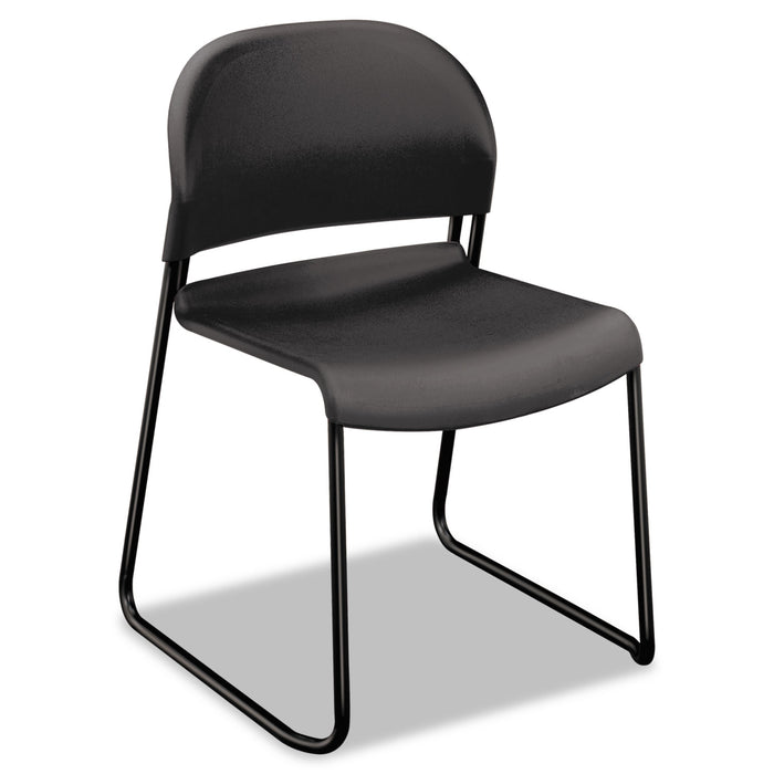 GuestStacker High Density Chairs, Lava Seat/Lava Back, Black Base, 4/Carton