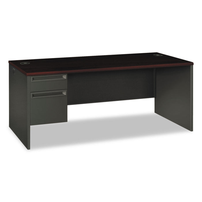 38000 Series Left Pedestal Desk, 72w x 36d x 29.5h, Mahogany/Charcoal
