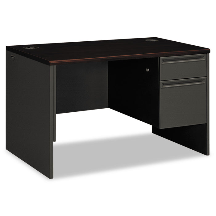 38000 Series Right Pedestal Desk, 48w x 30d x 29.5h, Mahogany/Charcoal