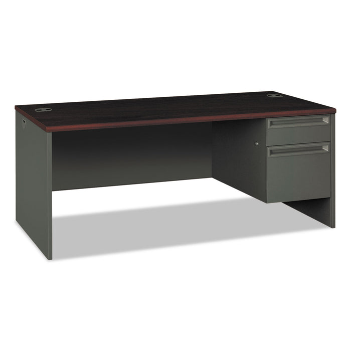 38000 Series Right Pedestal Desk, 72w x 36d x 29.5h, Mahogany/Charcoal