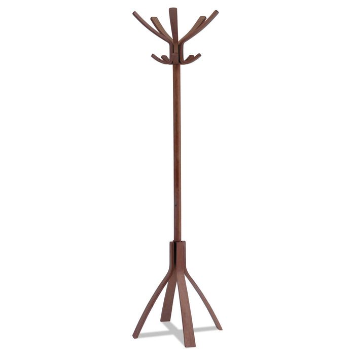 Café Wood Coat Stand, Ten Peg/Five Hook, 21.67w x 21.67d x 69.33h, Espresso Brown