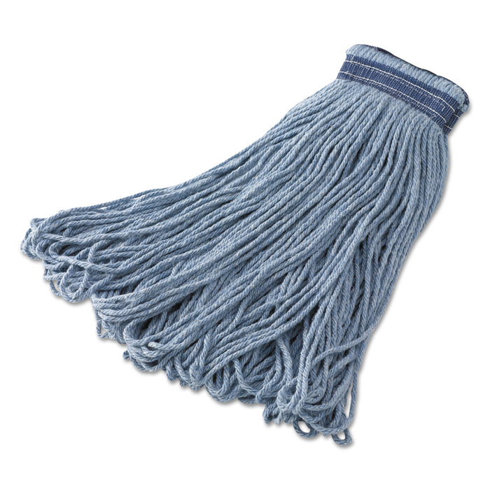 Universal Headband Mop, Looped-End, 16oz, Cotton/Synthetic Blend, Blue, 12/CT