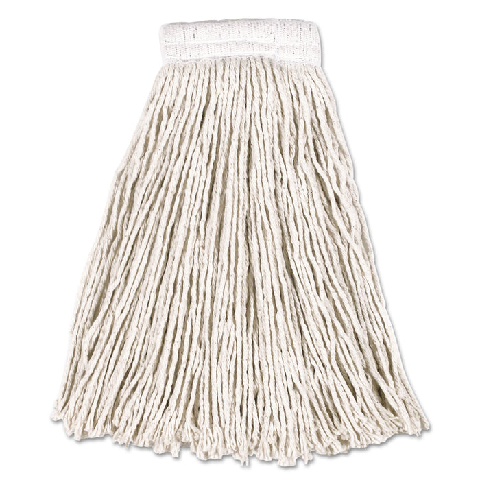 Economy Cotton Mop Heads, Cut-End, White, 20 oz, 5-In White Headband, 12/Carton