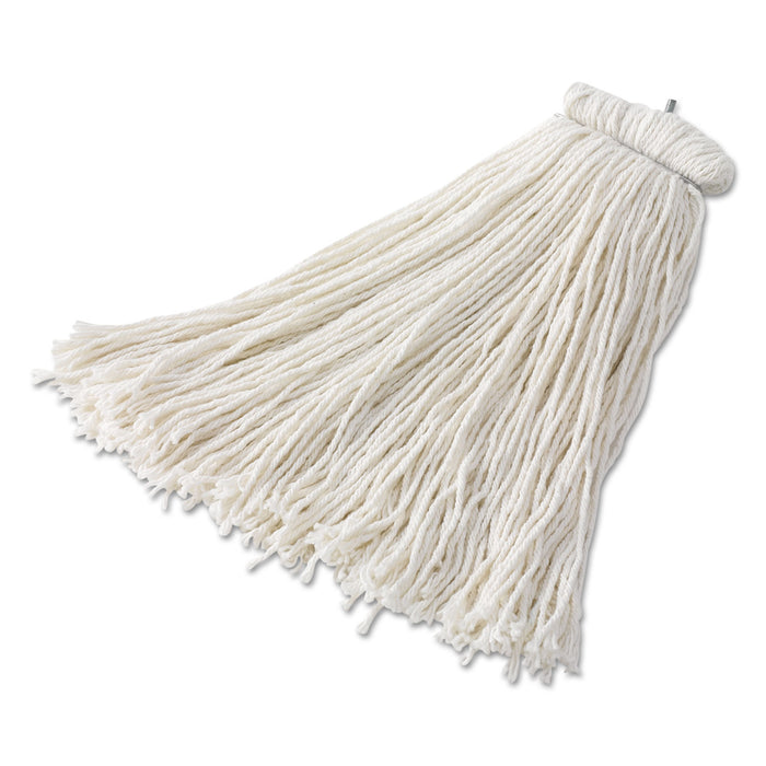 Bolt-On Cut-End Mop Head, Rayon, 24 oz, White, 6/Carton