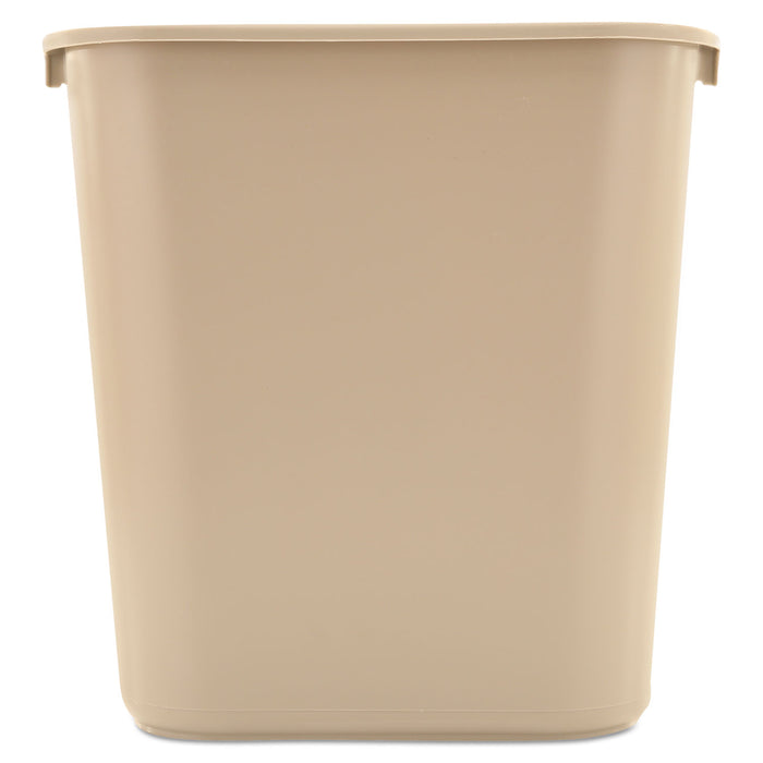 Deskside Plastic Wastebasket, Rectangular, 7 gal, Beige