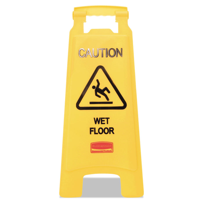 Caution Wet Floor Floor Sign, Plastic, 11 x 12 x 25, Bright Yellow, 6/Carton