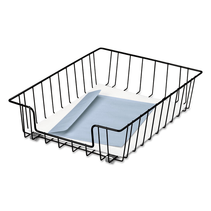 Wire Desk Tray Organizer, 1 Section, Letter Size Files, 10" x 14.13" x 3", Black