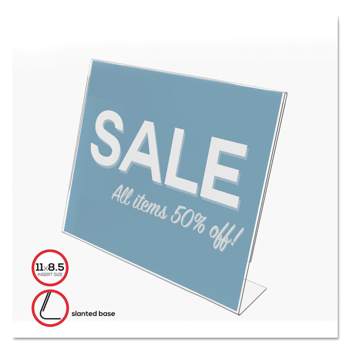 Classic Image Slanted Sign Holder, Landscaped, 11 x 8 1/2 Insert, Clear