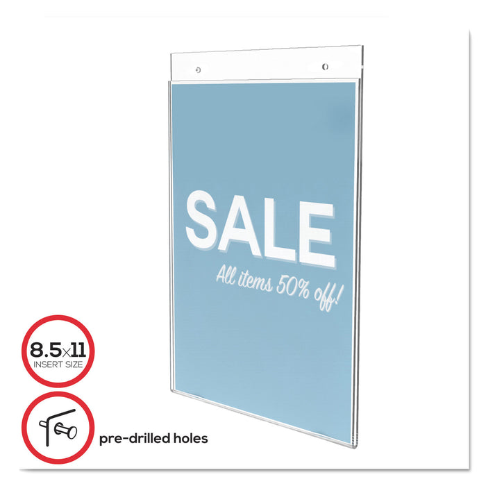 Classic Image Wall-Mount Sign Holder, Portrait, 8 1/2 x 11, Clear