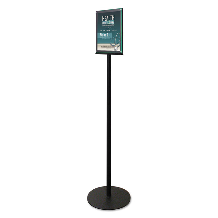 Double-Sided Magnetic Sign Display, 8 1/2 x 11 Insert, 56" Tall, Clear/Black
