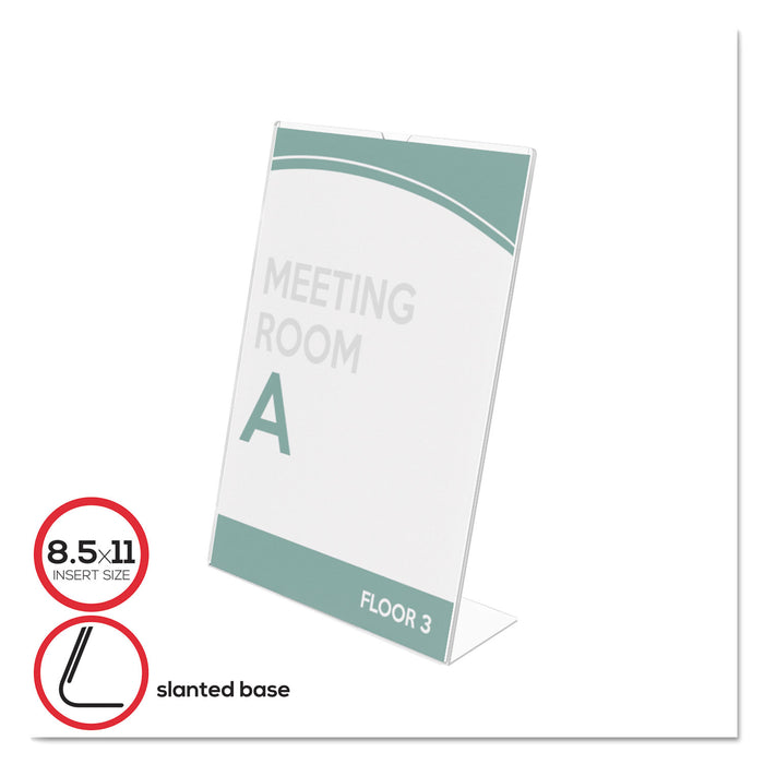 Superior Image Slanted Sign Holder, Portrait, 8 1/2 x 11 Insert, Clear