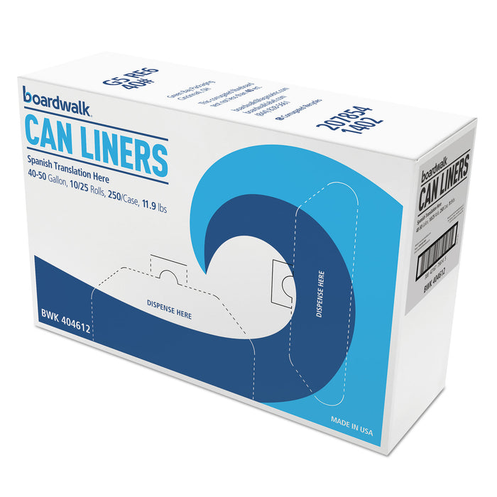High-Density Can Liners, 45 gal, 10 microns, 40" x 46", Natural, 250/Carton