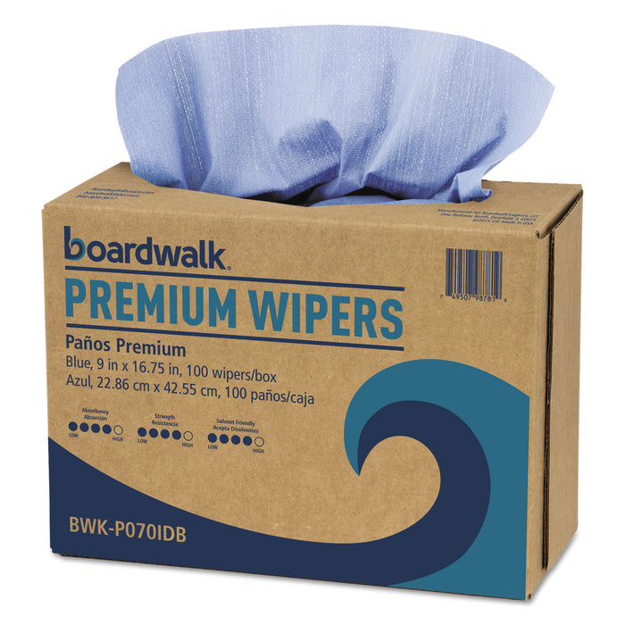 Hydrospun Wipers, Blue, 9 x 16.75, 100 Wipes/Box, 10 Boxes/Carton