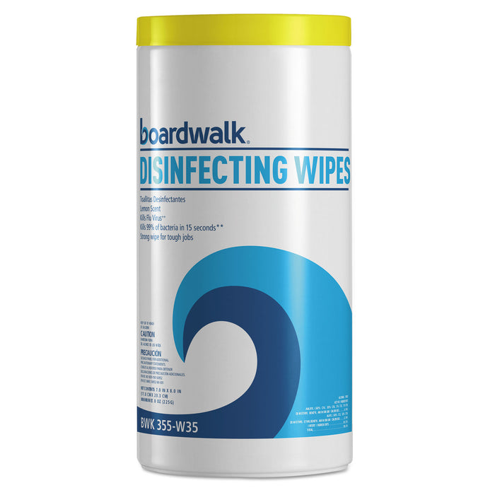 Disinfecting Wipes, 8 x 7, Lemon Scent, 35/Canister, 12 Canisters/Carton