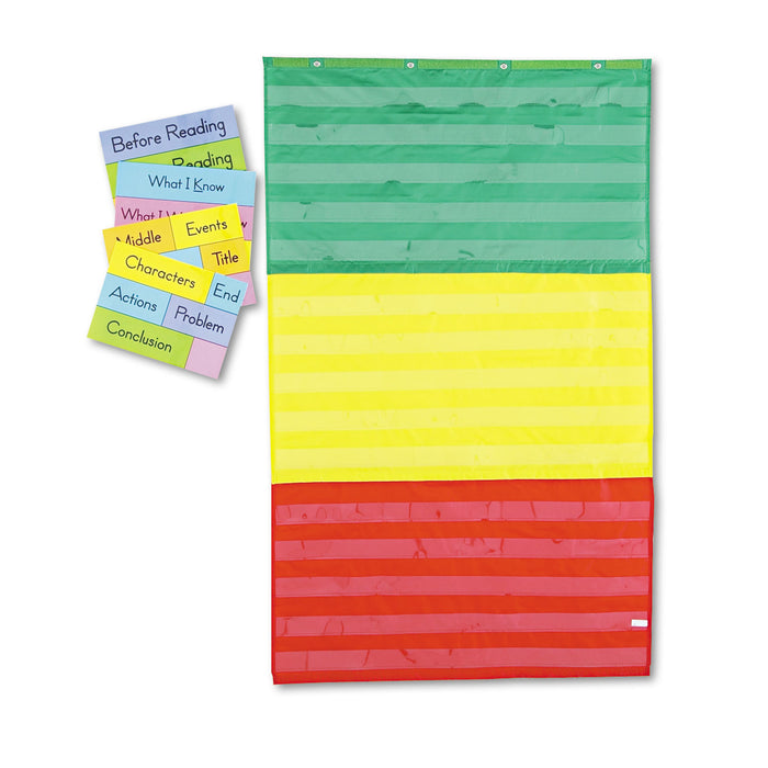 Adjustable Tri-Section Pocket Chart with 18 Color Cards, Guide, 33.75 x 55.5