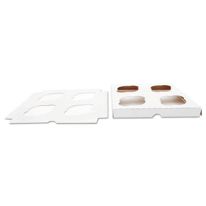 Cupcake Holder Inserts, Paperboard, White/Kraft, 7.88 x 7.88 x 0.88, 200/Carton