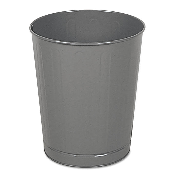 Fire-Safe Wastebasket, Round, Steel, 6.5 gal, Gray