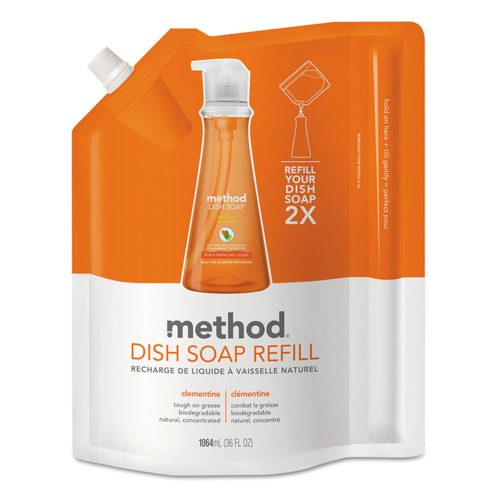 Dish Soap Refill, Clementine Scent, 36 oz Pouch, 6/Carton