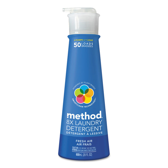 8X Laundry Detergent, Fresh Air, 20 oz Bottle, 6/Carton