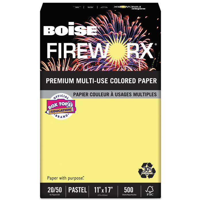 FIREWORX Premium Multi-Use Paper, 20lb, 11 x 17, Crackling Canary, 500/Ream