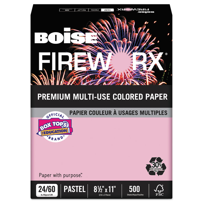 FIREWORX Premium Multi-Use Colored Paper, 24lb, 8.5 x 11, Powder Pink, 500/Ream
