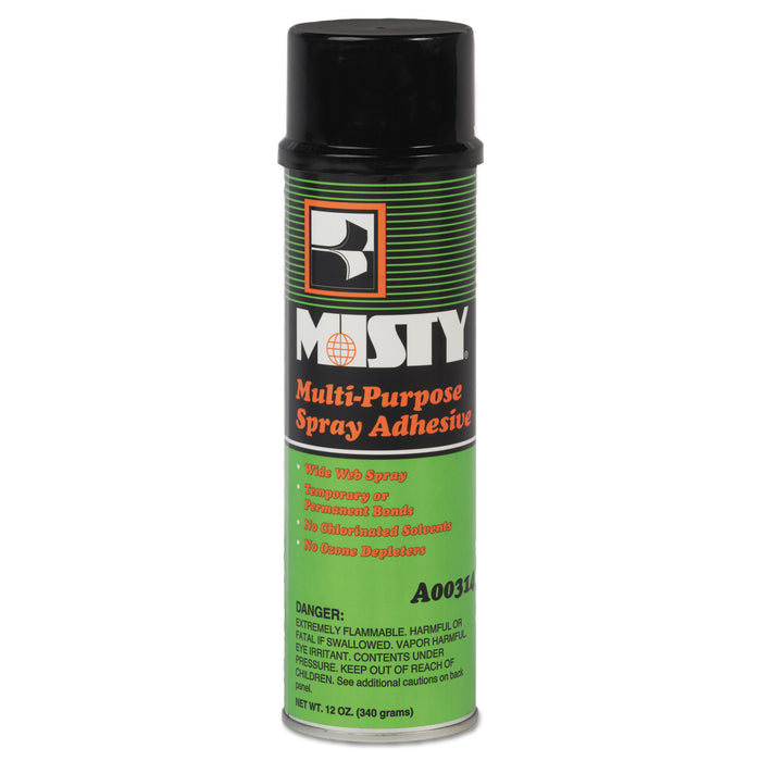 Multipurpose Spray Adhesive, 20 oz, Dries Light Yellow, 12/Carton