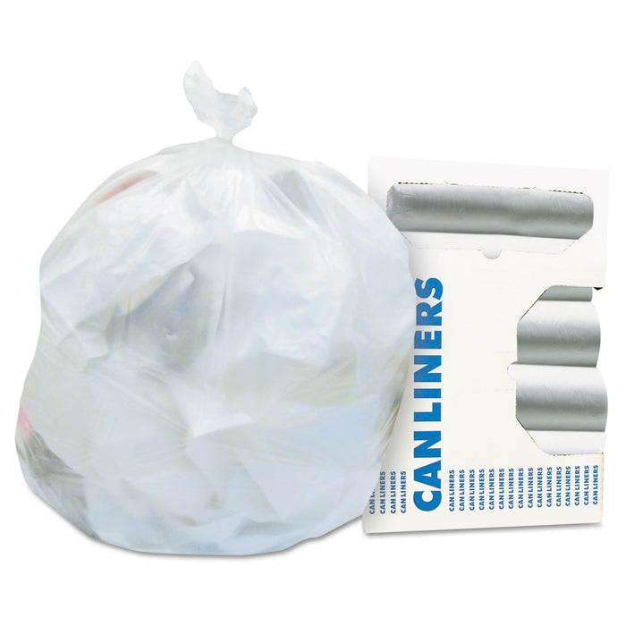 High-Density Waste Can Liners, 10 gal, 8 microns, 24" x 24", Natural, 1,000/Carton