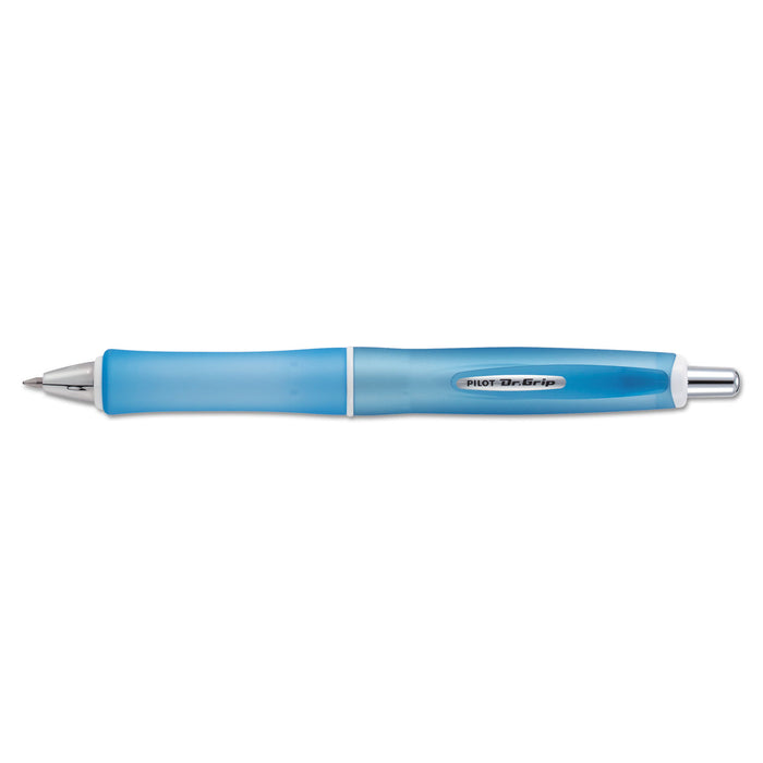 Dr. Grip Frosted Retractable Ballpoint Pen, 1mm, Black Ink, Blue Barrel