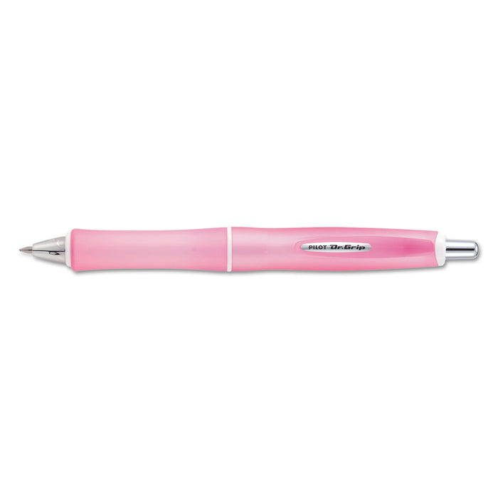 Dr. Grip Frosted Retractable Ballpoint Pen, 1mm, Black Ink, Pink Barrel