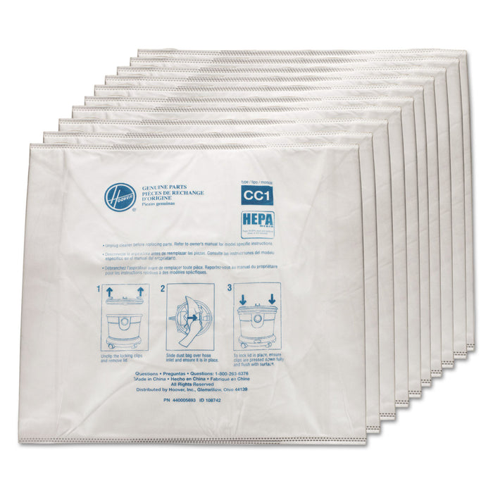 Disposable Vacuum Bags, Hepa CC1, 10PK/EA
