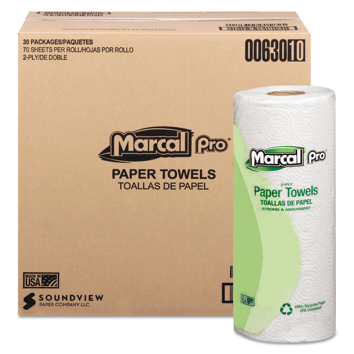 100% Premium Recycled Towels, 2-Ply, 11 x 9, White, 70/Roll, 30 Rolls/Carton