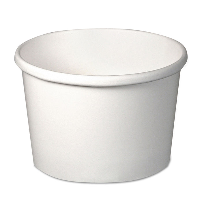 Flexstyle Double Poly Paper Containers, 8 oz, White, 25/Pack, 20 Packs/Carton