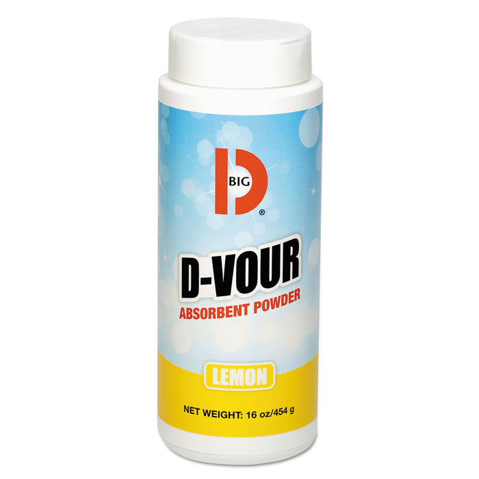 D-Vour Absorbent Powder, Canister, Lemon, 16oz, 6/Carton