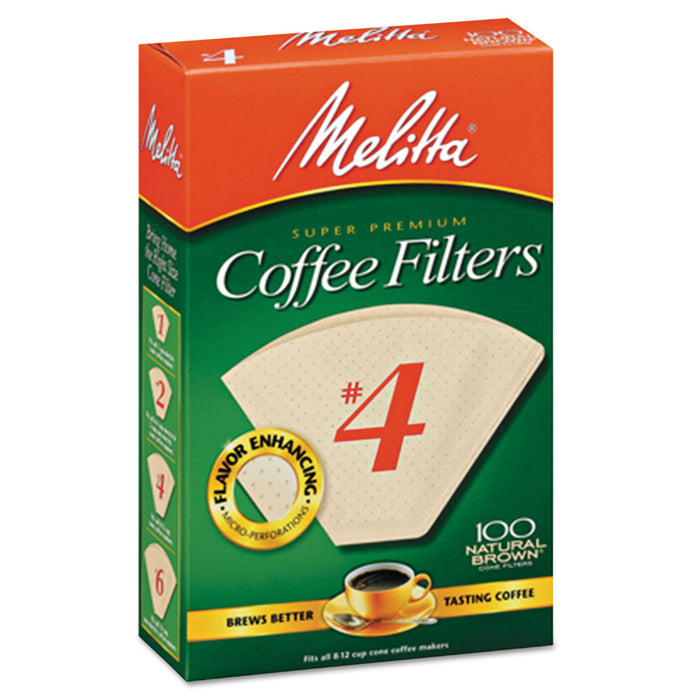 Coffee Filters, Natural Brown Paper, Cone Style, 8 to 12 Cups, 1200/Carton