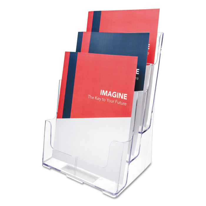 3-Compartment DocuHolder, Magazine Size, 9.5w x 6.25d x 12.63, Clear