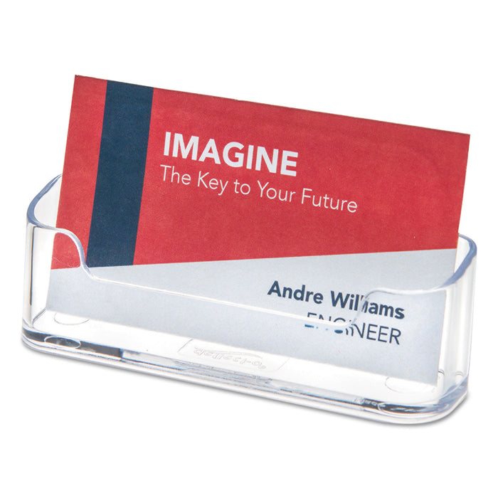 Horizontal Business Card Holder, 50 Card Cap, 3 7/8 x 1 13/16 x 1 3/8, Clear