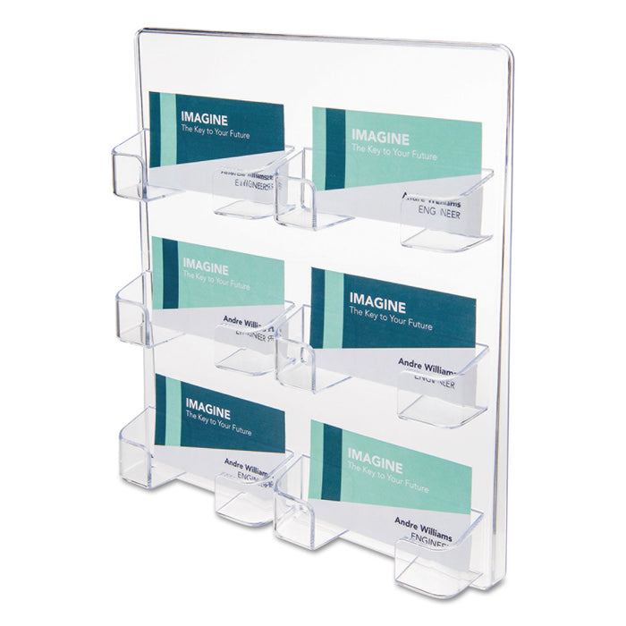 6-Pocket Business Card Holder, 480 Card Cap, 8 1/2 x 9 3/4 x 1 5/8, Clear