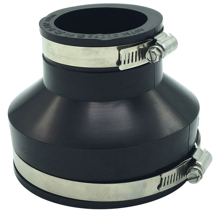 Rubber Transition Coupling 4" X 3" Cast Iron/PVC X Cast Iron/PVC