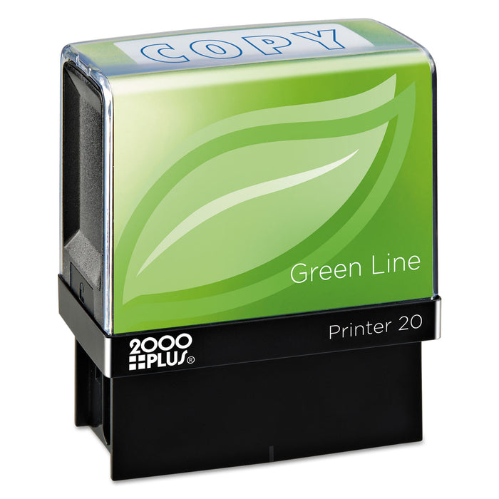 Green Line Message Stamp, Copy, 1 1/2 x 9/16, Blue