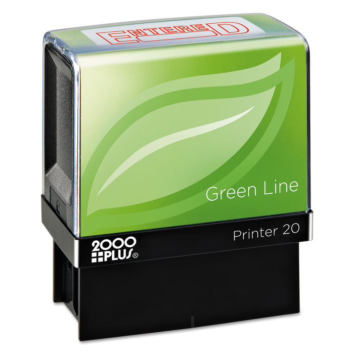 Green Line Message Stamp, Entered, 1 1/2 x 9/16, Red