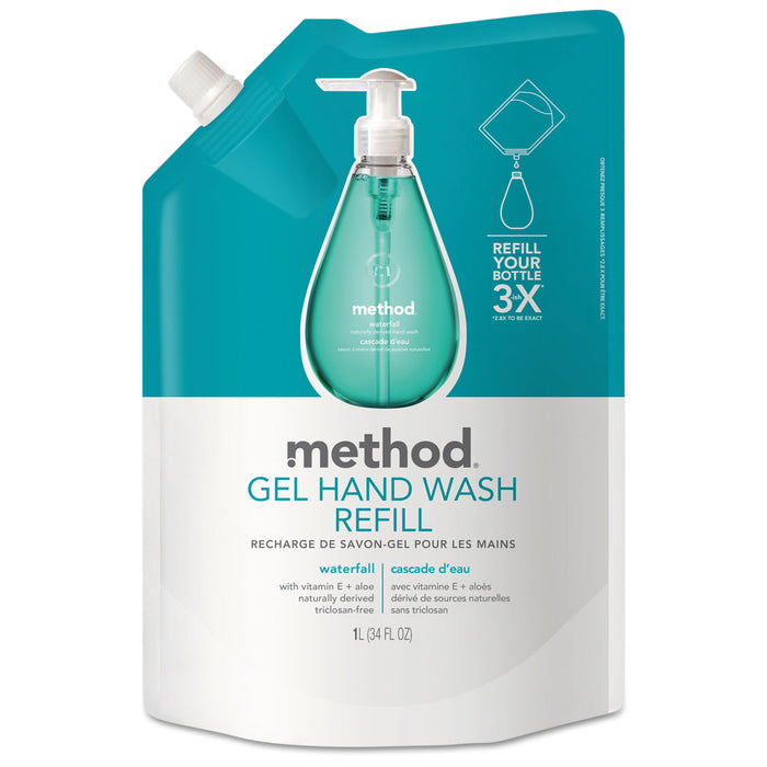 Gel Hand Wash Refill, Waterfall, 34 oz Pouch