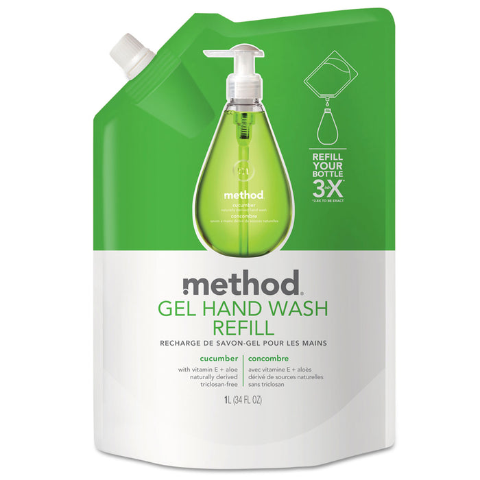 Gel Hand Wash Refill, Cucumber, 34 oz Pouch