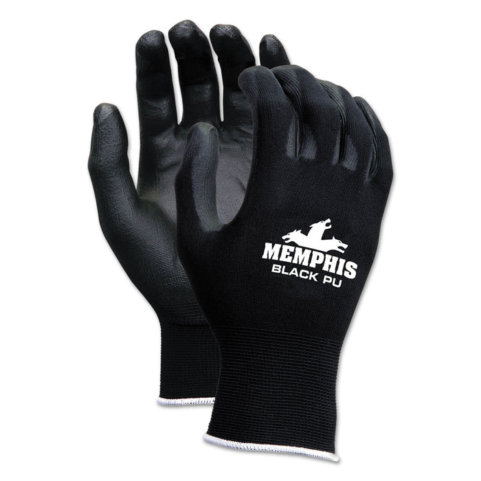 Economy PU Coated Work Gloves, Black, Small, 1 Dozen