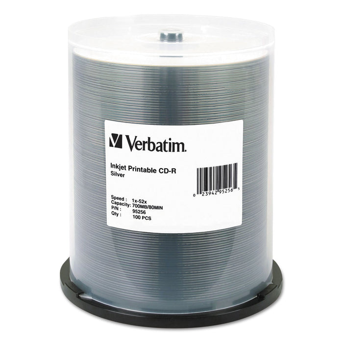 CD-R, 700MB, 52X, Silver Inkjet Printable, 100/PK Spindle