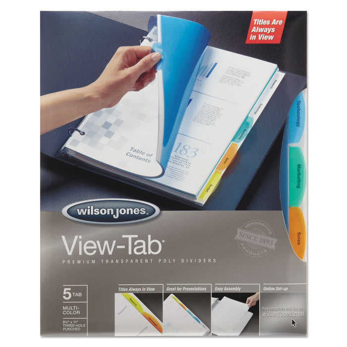View-Tab Transparent Index Dividers, 5-Tab, 11 x 8.5, Assorted, 1 Set