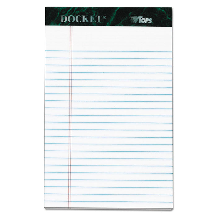 Docket Ruled Perforated Pads, Narrow Rule, 5 x 8, White, 50 Sheets, 6/Pack