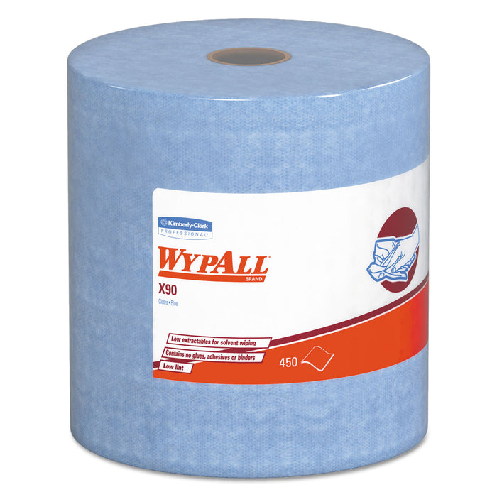 X90 Cloths, Jumbo Roll, 11 1/10 x 13 2/5, Denim Blue, 450/Roll, 1 Roll/Carton